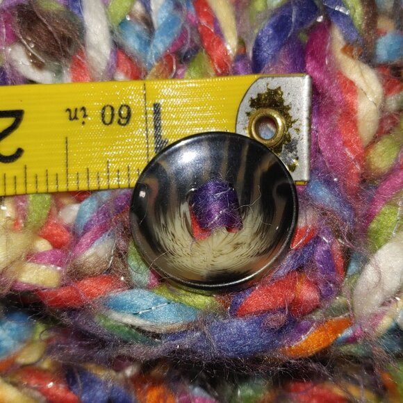 Cardigan Sweater XL Multicolor Oversize Cropped Chunky Knit Slouchy Large Button - Picture 6 of 14